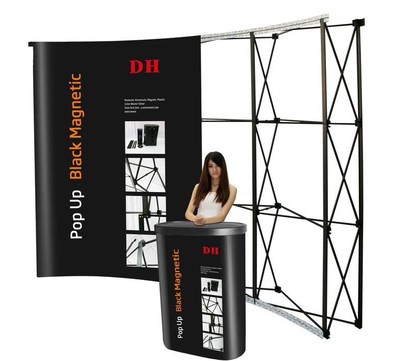 Hot sell Black magnetic Curved Pop Up Wall för mässa